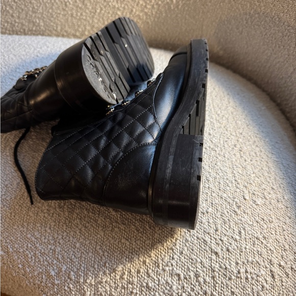 CHANEL Black Quilted Combat Boots - Picture 4 of 5